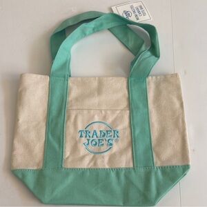 Trader Joe’s mini pastel mint green Cream Tote Bag